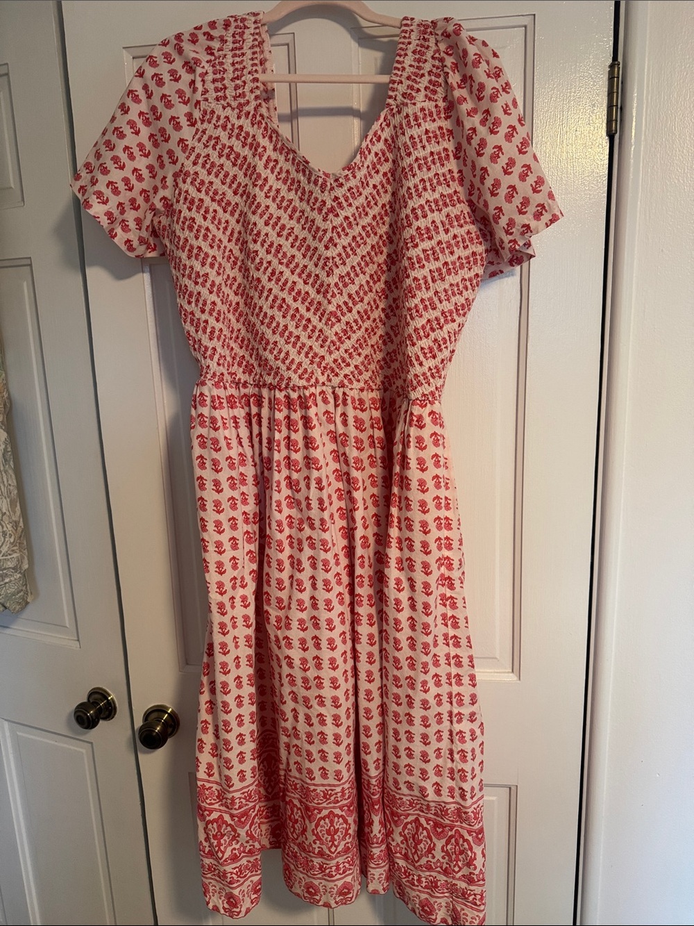 Lane Bryant White and Red Printed Short Sleeve Midi Dress:Never Worn